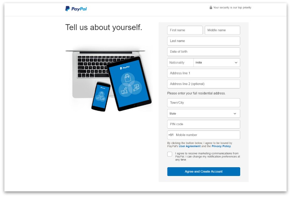how to create PayPal account step 5