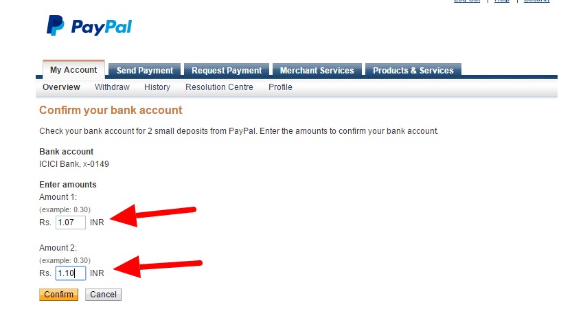 007_Confirm your bank account – enter deposit amounts – PayPal